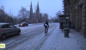 Reveil sous la neige à Strasbourg