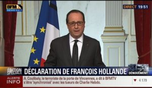 Assauts à la porte de Vincennes et à Dammartin-en-Goële (6/11): La déclaration de François Hollande - 09/01