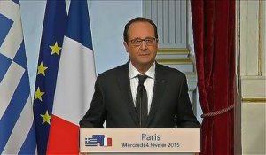 "Nous sommes responsables d'une monnaie, l'euro", déclare Hollande aux côtés de Tsipras
