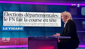 Départementales : S'il dépasse 20%, le FN sera "maître de l'élection" estime Marine Le Pen