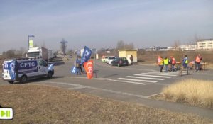 Opération blocage des routiers à Entzheim