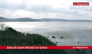 Marée du siècle. L'estran libéré des eaux de Saint-Michel-en-Grève à Locquirec