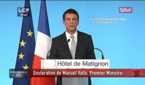 Départementales - Manuel Valls : "L’extrême droite n’est pas la première formation politique de France"