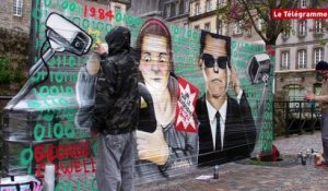 Quimper. Graffiti contre la loi sur le Renseignement