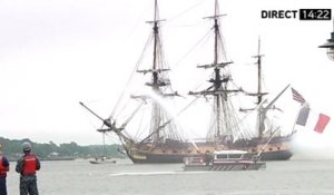 L’«Hermione», la réplique du navire de La Fayette, débarque à Yorktown