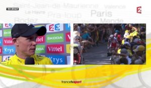 VIDEO - La joie de Christopher Froome, nouveau porteur du maillot jaune