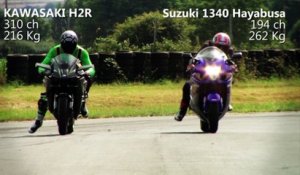 Test d'accélération : Kawasaki H2R vs Suzuki 1340 Hayabusa