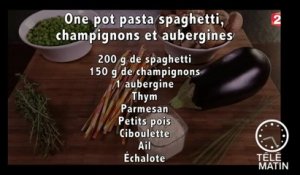 Gourmand - One pot pasta : Spaghetti, champignon - aubergines - 2015/09/17