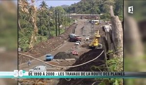 1990 à 2000 - Les travaux de la route des plaines - Archives Polynésie 1ère n°17