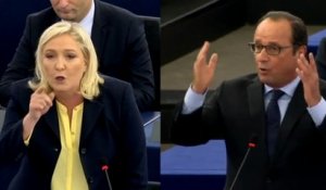 Echange tendu entre Hollande et Le Pen au Parlement européen