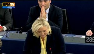 Passe d'armes entre Marine Le Pen et François Hollande au Parlement Européen