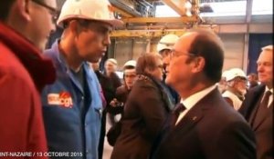 Hollande à Saint-Nazaire : un représentant CGT refuse de lui serrer la main