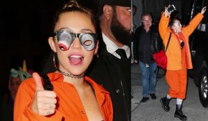 Miley Cyrus laisse entrevoir ses sous-vêtements dans une combinaison orange