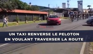 Un taxi renverse le peloton en voulant traverser la route