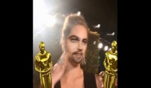 Les invités des Oscars font des "Swap Faces" sur le tapis rouge avec le visage de Léonardo DiCaprio