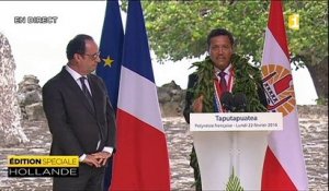 FRANCOIS HOLLANDE EN POLYNESIE - Le discours intégral de Thomas Moutame en direct du marae Tapuatpuatea