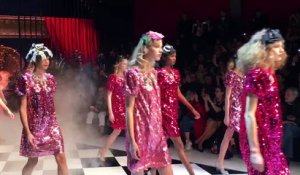 A finale of pink paillette dresses at Dolce&Gabbana