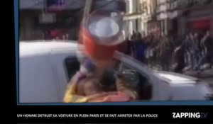 En plein Paris, un homme détruit son véhicule à l’aide d’une bonbonne de gaz ! (vidéo)
