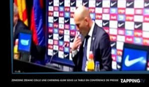 Zinedine Zidane colle un chewing-gum sous une table en conférence de presse après le Clasico (Vidéo)