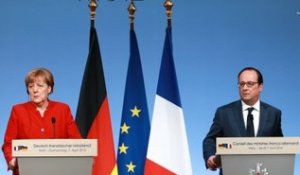 18e sommet des ministres franco-allemand : Angela Merkel et François Hollande en conférence de presse à Metz