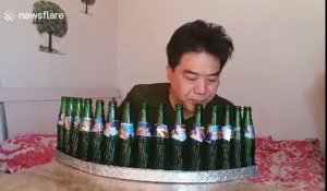 Man uses bottles to recreate famous Chinese pop song