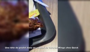 Une tête de poulet dans un paquet de Chicken Wings chez Quick