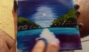 Un artiste fait une peinture magnifique en quelques secondes sur un carreau de carrelage