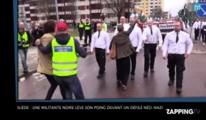 Suède : une militante noire lève son poing devant un défilé néo-nazi ! (Vidéo)