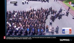 Hommage national aux policiers tués : Un policier refuse de serrer la main de François Hollande et Manuel Valls (Vidéo)