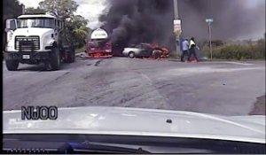 Ce policier sauve une femme coincée dans sa voiture en feu