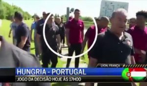 Euro 2016 : quand Cristiano Ronaldo jette à l'eau le micro d'un journaliste