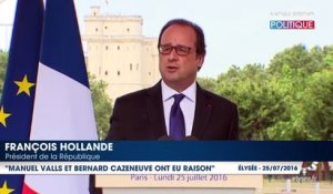 François Hollande réitère son soutien à Manuel Valls et à Bernard Cazeneuve