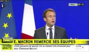 Le discours de la passation des pouvoirs entre Emmanuel Macron et Michel Sapin
