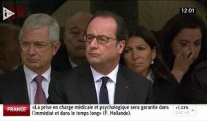 Moment d'émotion lors de l'hommage aux victimes du terrorisme : une jeune femme interpelle le président Hollande