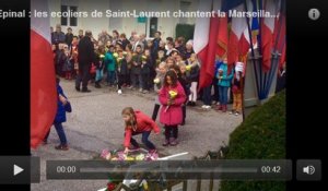 Epinal : les ecoliers de Saint-Laurent chantent la Marseillaise a l'occasion du...