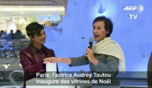 Audrey Tautou inaugure des vitrines de Noël à Paris