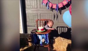 Bébé lance son gateau d'anniversaire... Et hop !