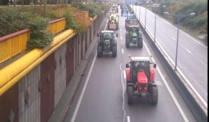 Meurthe-et-Moselle Tracteurs sur l'autoroute et embouteillages