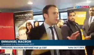 Emmanuel Macron perturbé par des syndicalistes à sa première séance de dédicace