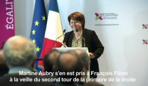 Aubry attaque Fillon, "profondément archaïque et réactionnaire"