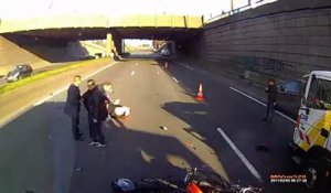 Un motard percute violemment un véhicule de la DIR à l'arrêt à Lille