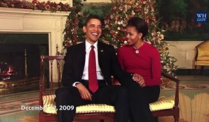Humour et bilan pour les derniers voeux de Noël à la Maison Blanche du couple Obama