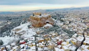 Athens covered in snow