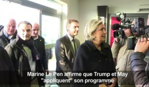 M. Le Pen affirme que Trump et May "appliquent" son programme