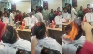 Ce coiffeur met le feu aux cheveux de ses clients