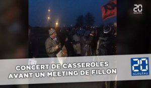 Concert de casseroles avant un meeting de Fillon
