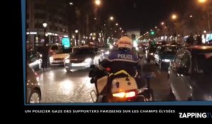 PSG-Barça : Un policier gaze des supporters sur les Champs-Élysées