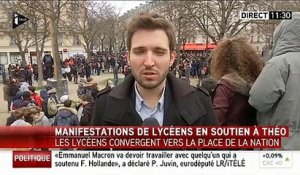 Plusieurs centaines de lycéens parisiens sont réunis sur la Place de la Nation pour une manifestation
