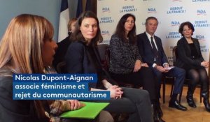 Nicolas Dupont-Aignan associe féminisme et rejet du communautarisme