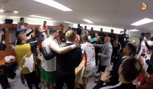 La joie des joueurs de Monaco dans les vestiaires après la qualification contre Manchester City